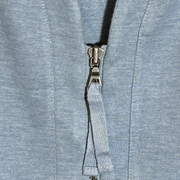 LORI GOLDSTEIN Logo Loungewear Zip-Up Light Blue Cardigan Top w/Lace Back Sz. 1X - Picture 5 of 11